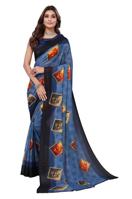 Fancy Georgette Printed Saree With blouse